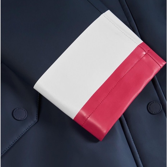 BODEN Morris Waterproof Mac insulated rain coat NAVY RED WHITE SIZE US 6 UK 10 - Picture 9 of 13